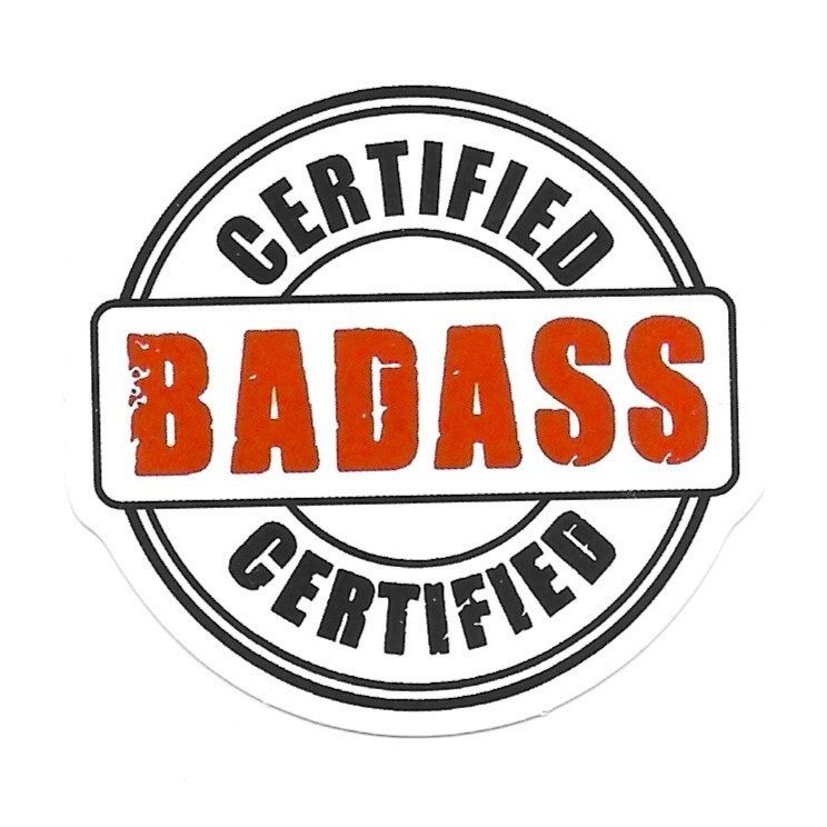Certified Badass Vinyl Sticker Die Cut Funny Sarcastic Humorous Journal Crafts
