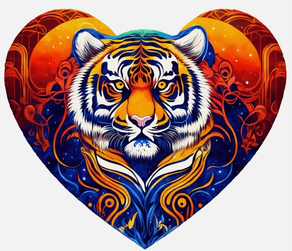Tiger Heart Courage Stickers (4) Labels Card Gift Craft Paper Journal
