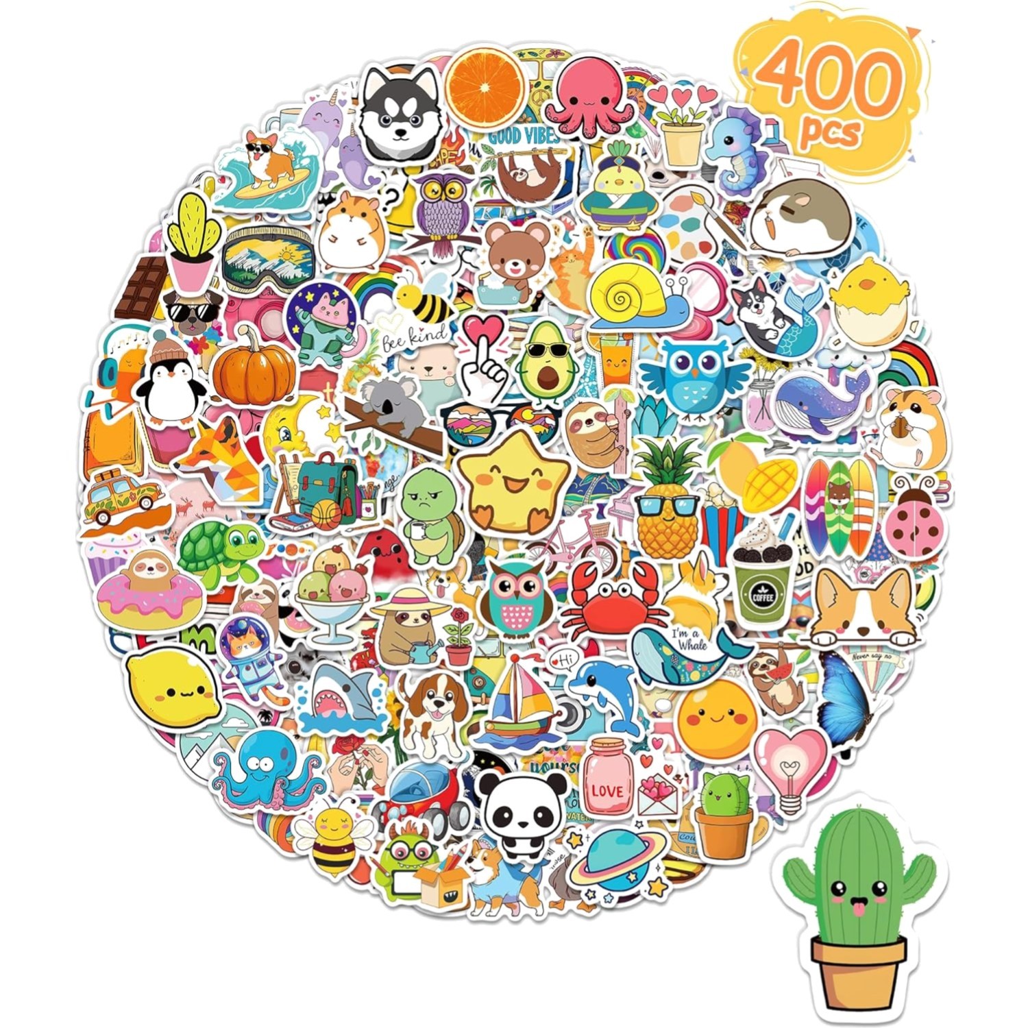 400 Pcs Stickers for Kids, Cute Water Bottle Vinyl Waterproof Laptop Stickers…