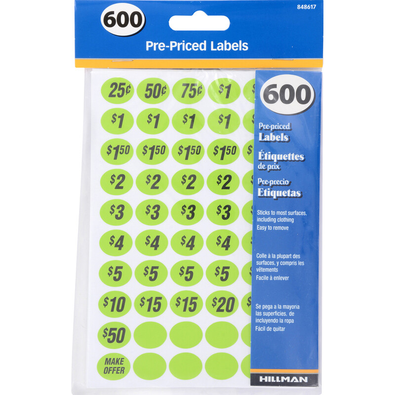 1 Pack Pre-Priced Home Garage Sale Yard Price Stickers Sale Labels Bright Colors