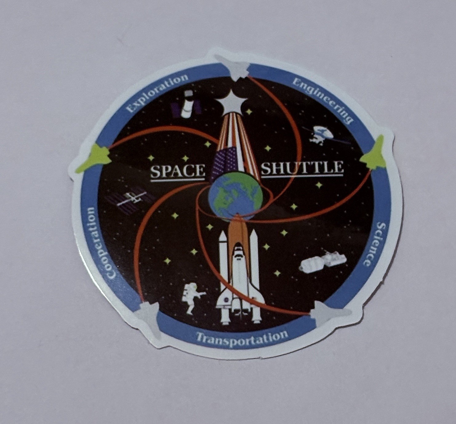 Space Shuttle Satellite Station Sticker Vinyl Decal Moon Art USA NASA Travel P1