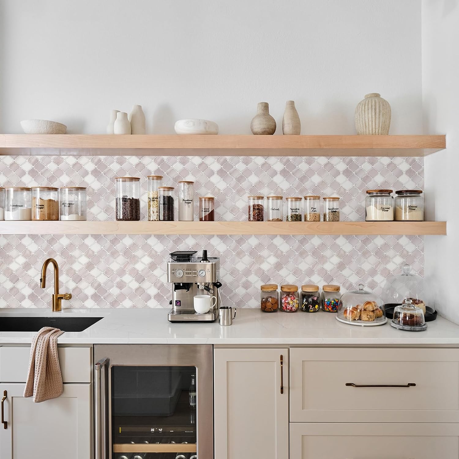 Arabesque Peel Stick Backsplash 12×12” Backsplash Tile for Kitchen Self Adhesive