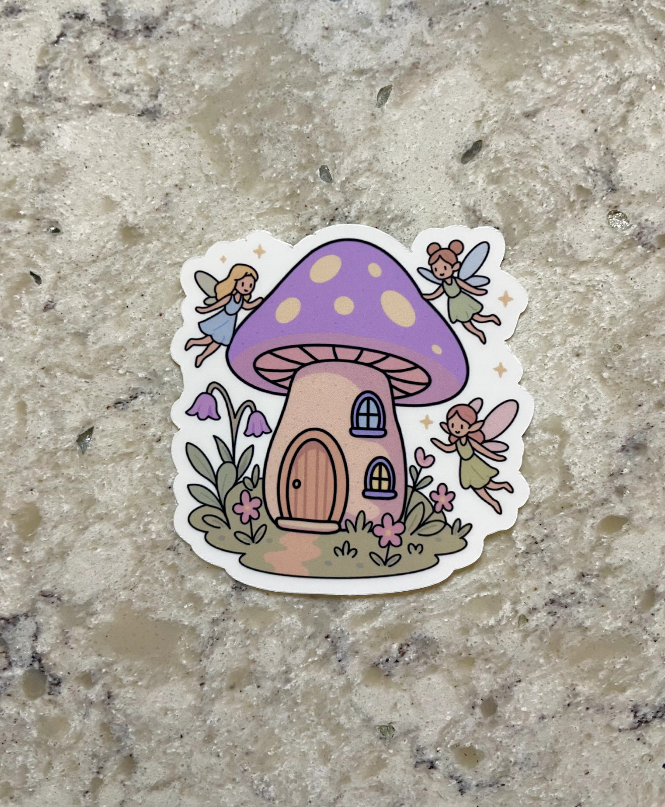 Fairy Mushroom House Sticker l Gloss or Holographic Laminate l Waterproof Decal