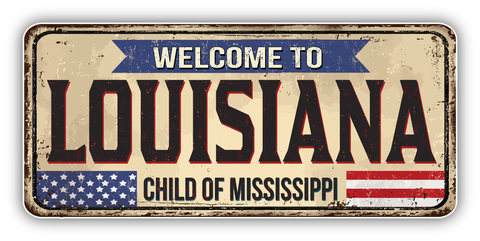Louisiana USA State Grunge Retro Vinyl Sticker Decal