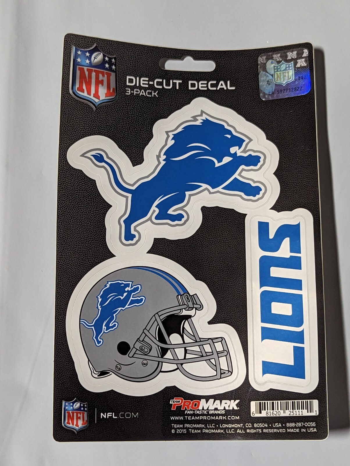 Detroit Lions 3-Pack Die-cut Decals Stickers Sheet Measures 5″ x 7″ New!