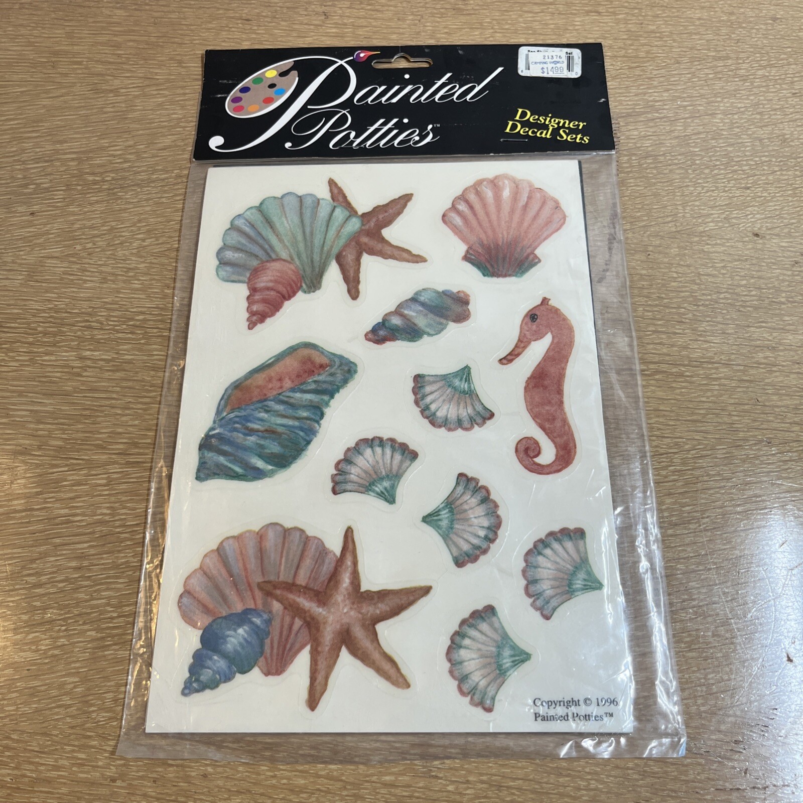 VTG Painted Potties Toilet Bowl Decals Novelty Designer Set Seashells Wall Decor