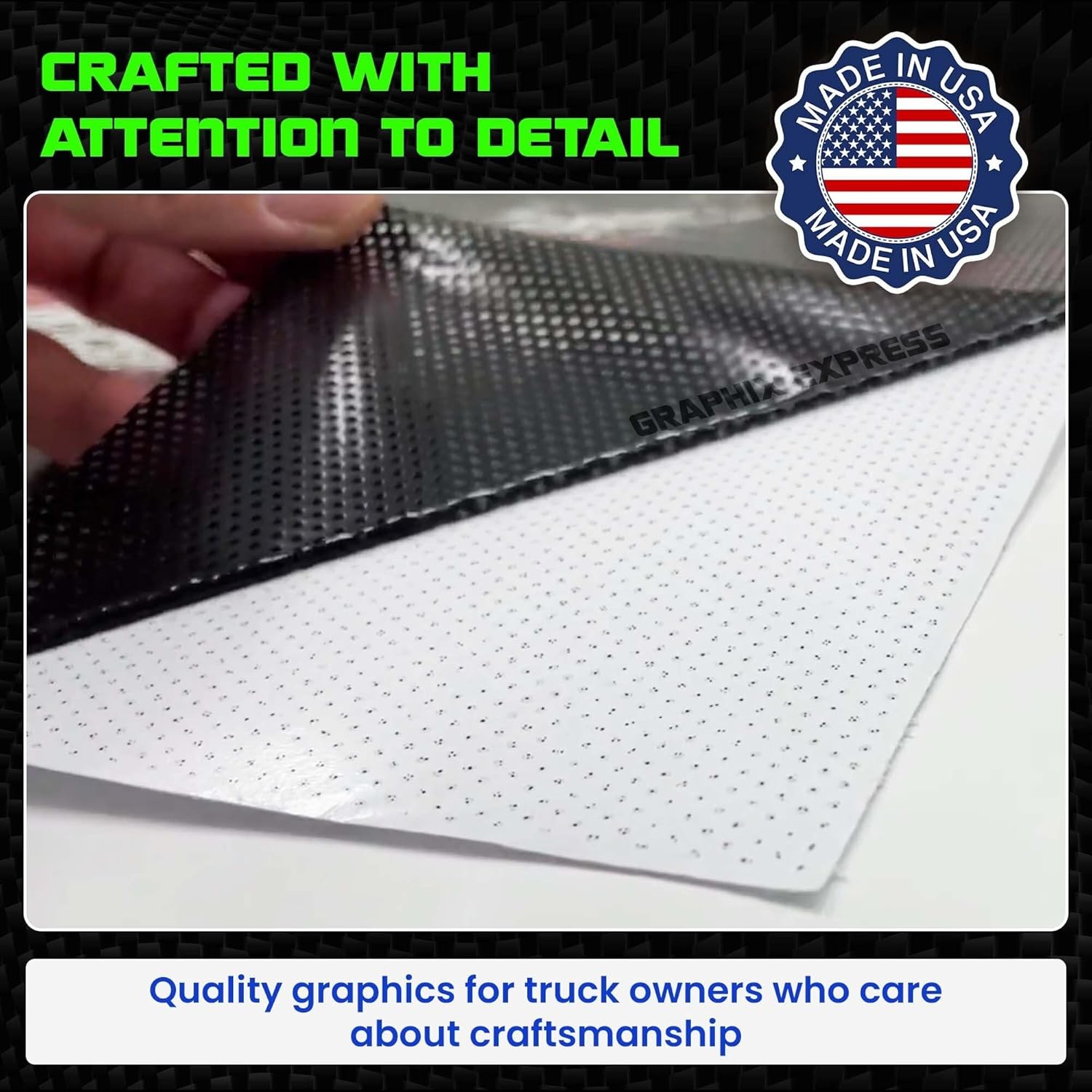 GRAPHIX EXPRESS Truck Back Window Graphics – Black and White American Flag Decal