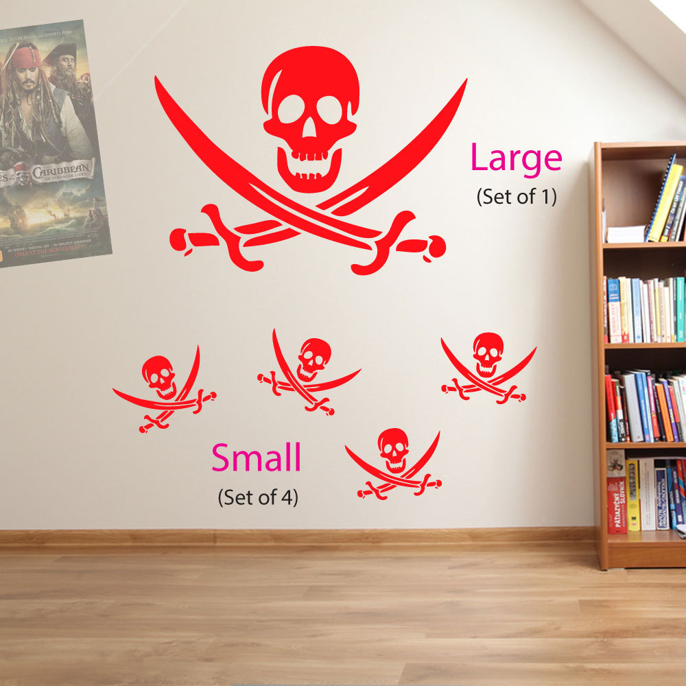 Skull and Cross Bones Pirates Swords Skulls Kids Wall Stickers Decal Decor A19