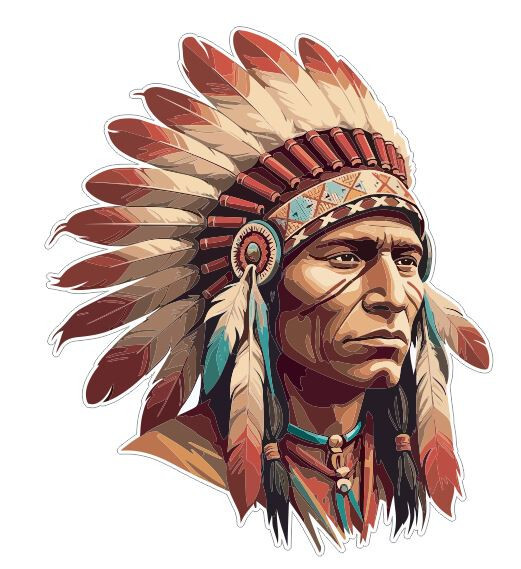 Native American Indian with headdress head dress Sticker Stickers Decal A1011