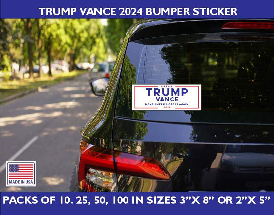 TRUMP VANCE 2024 BUMPER STICKER – 2 SIZES AVAILABLE