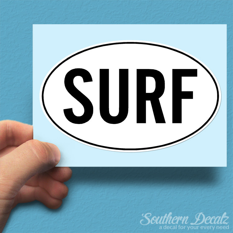 Surf Euro Oval – Vinyl Decal Sticker – c40 – 6″ x 3.75″