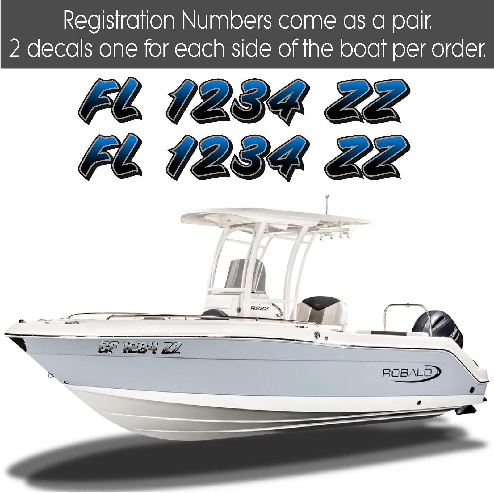 Boat Registration Numbers & Letters 2 Pack Custom 3″ Boat & Jetski PWC Stickers