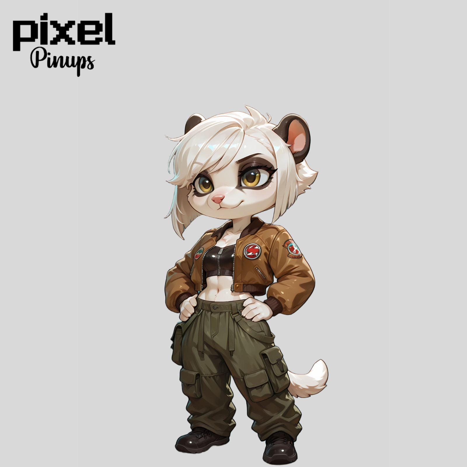 Furry Ferret Chibi Pinup Sticker 5.1″ Pip Streetwear Cargo Vinyl Waifu