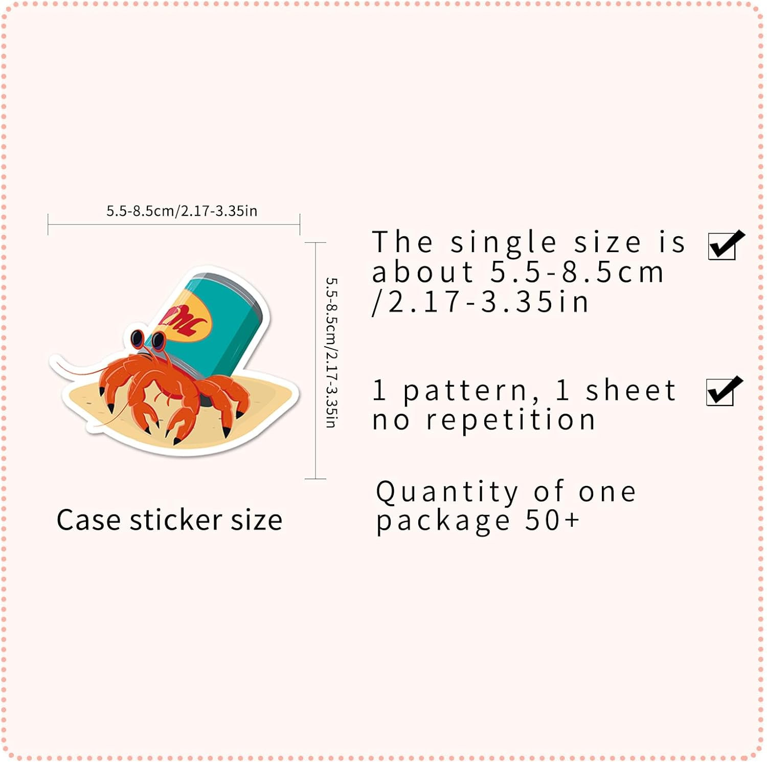 50 Pcs Unique Hermit Crab Stickers, 1.5-3 Inches Waterproof Vinyl Decals for …