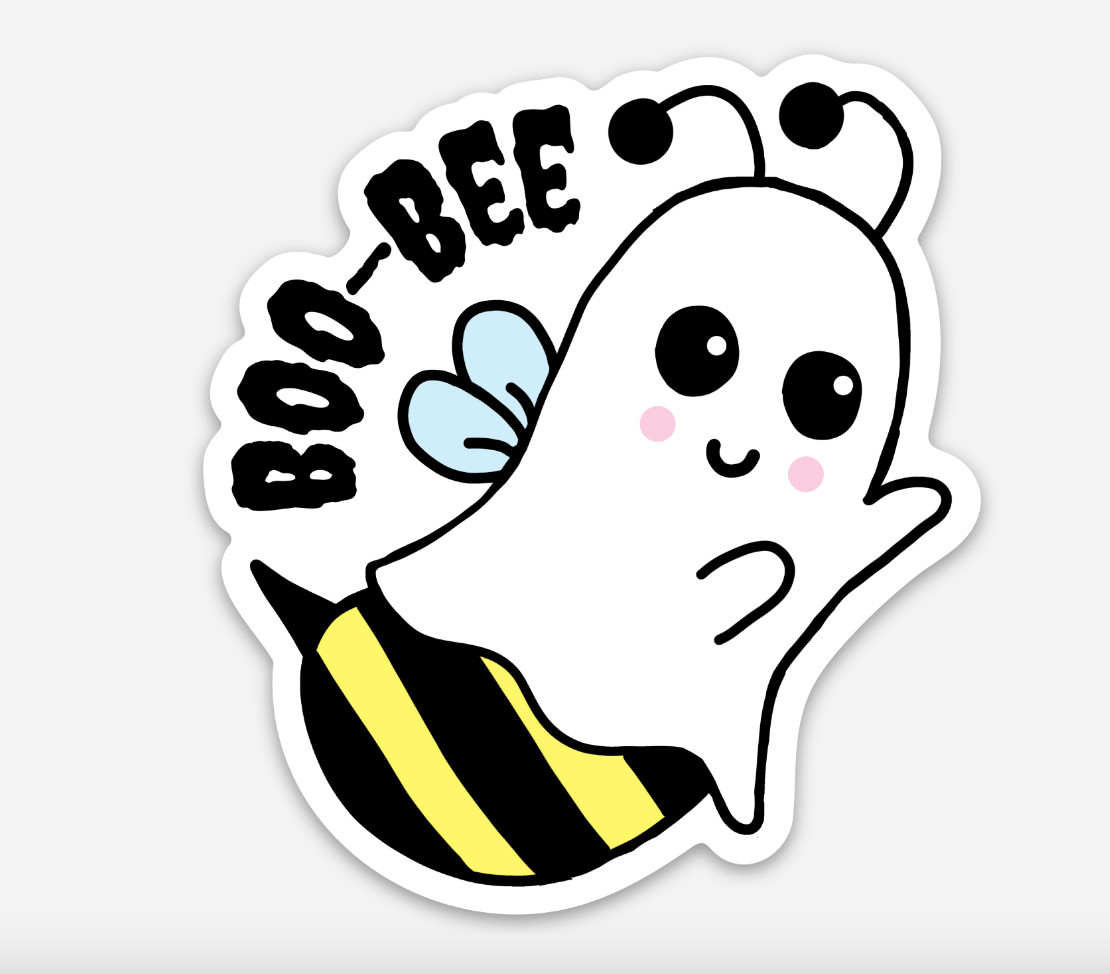 Boo Bee Halloween Spooky Bee Ghost Premium Vinyl Die Cut Sticker 2.73″ x 3″