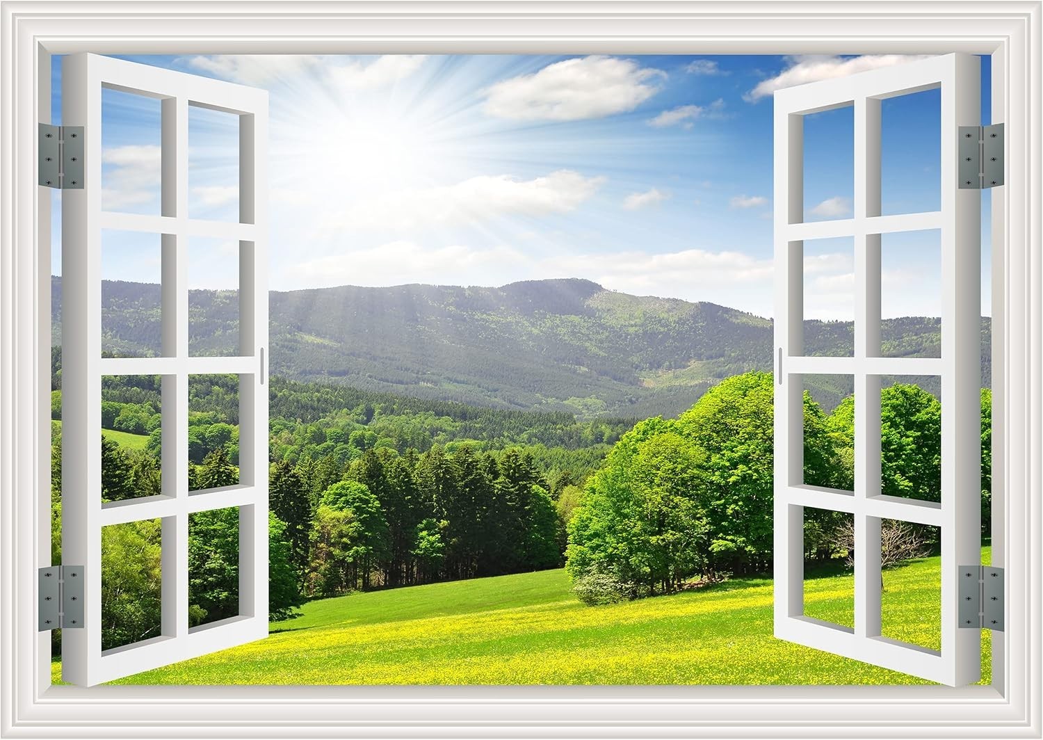 Faux Window Wall Mural – Landscape Stick and Peel Decor, 16×24 for Bright Spaces