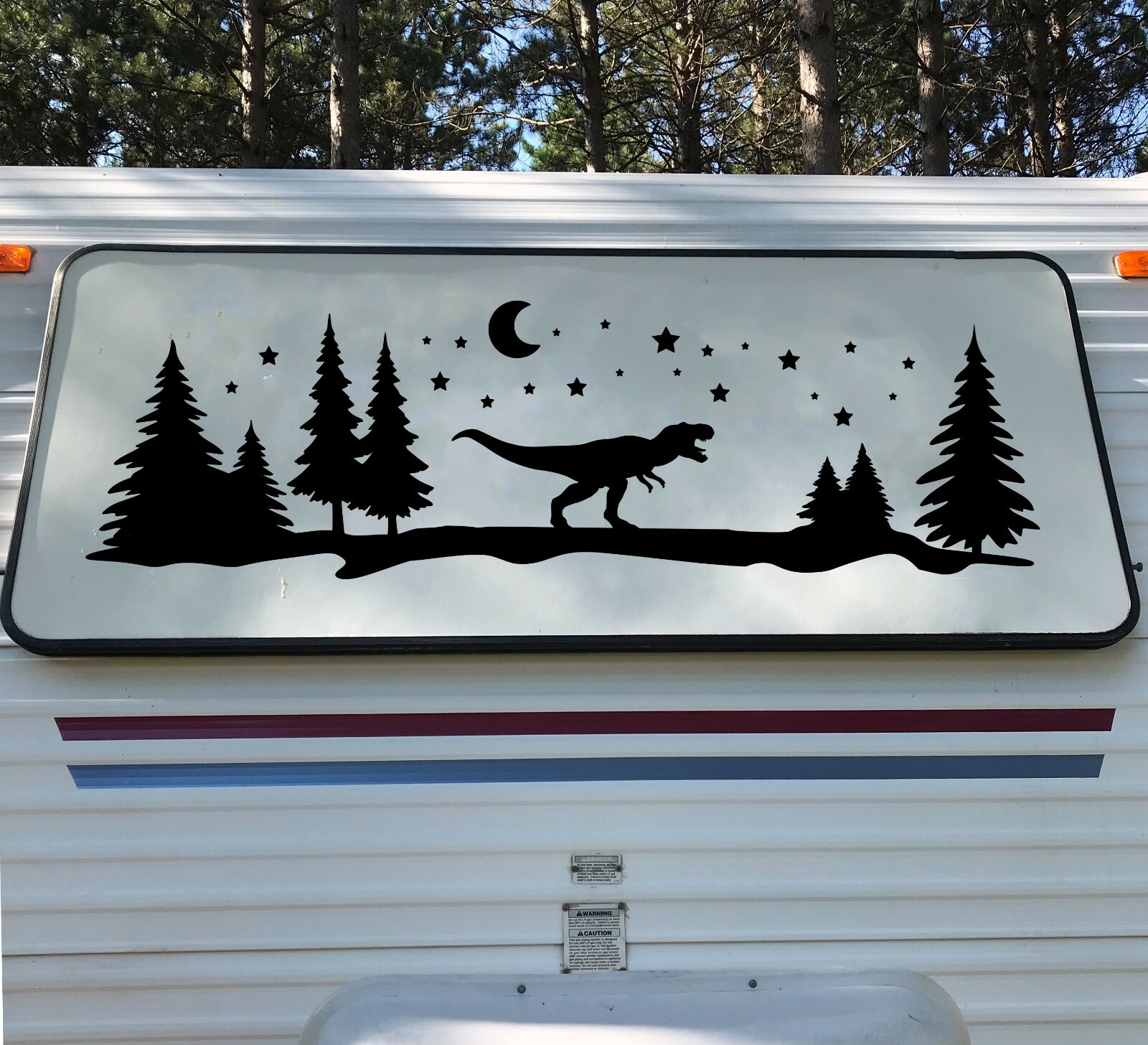 T-Rex Moon Stars Scene Vinyl Decal V1- Dinosaur Tyrannosaurus Rex RV Graphics