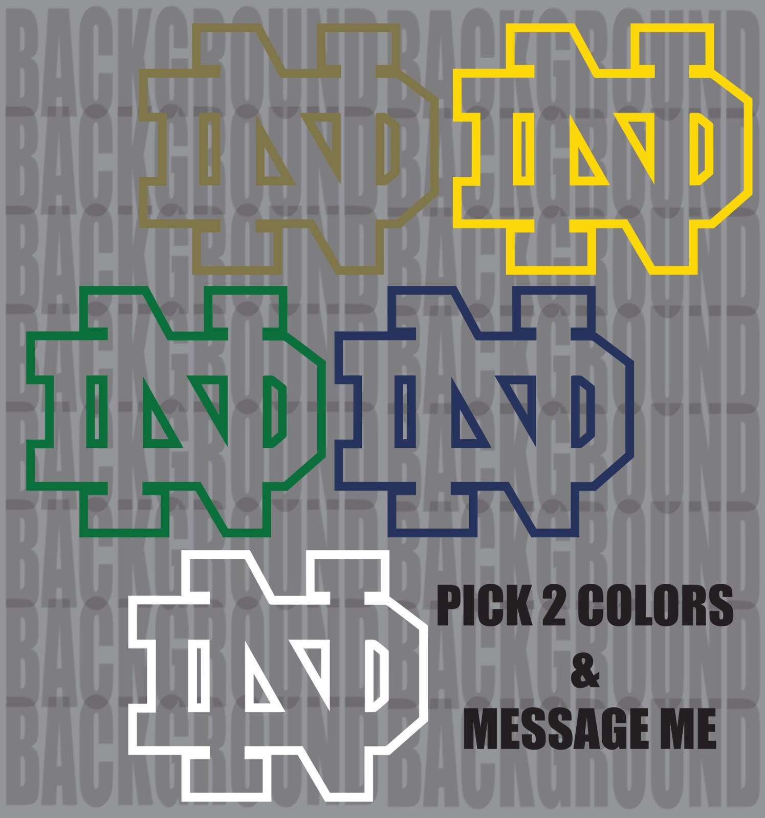 2 University of Notre Dame Cornhole Decals LARGE 12.5×10.5″ Stickers
