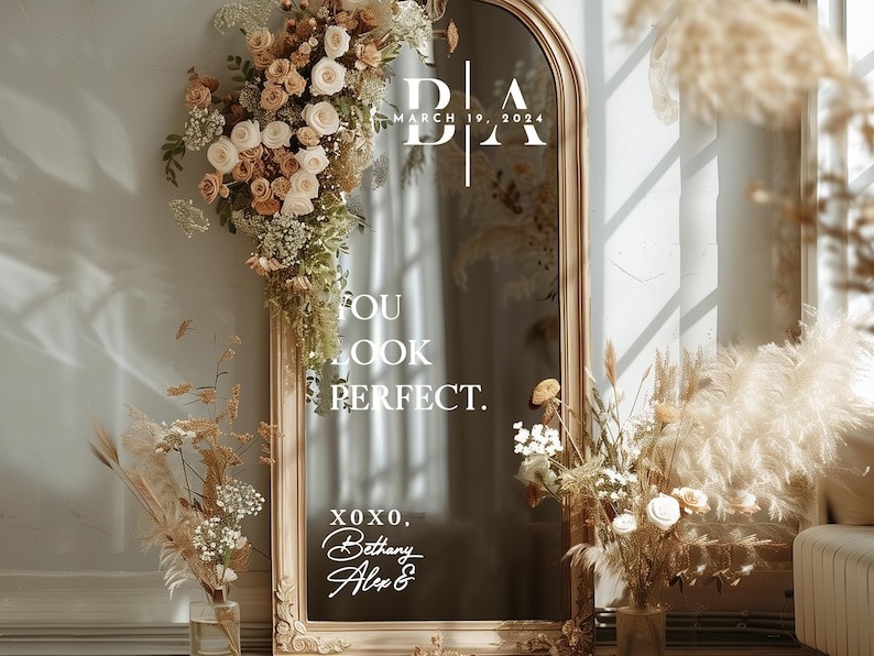 Custom Wedding Mirror Decal, Personalized Sign, Personalized Vinyl Sticker