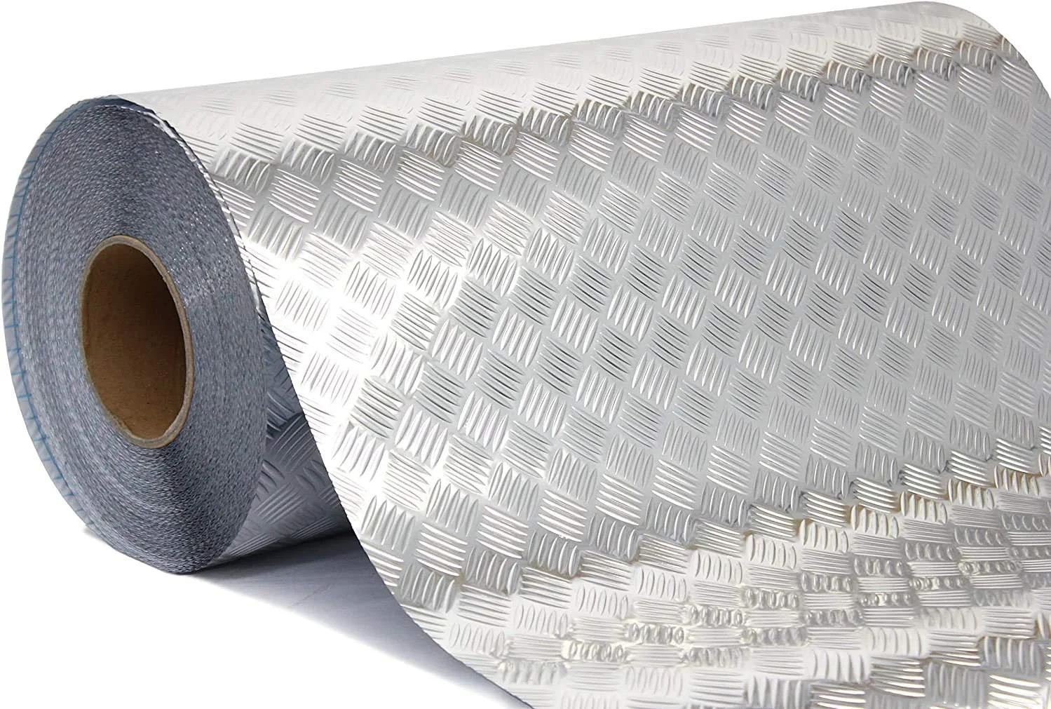 Diamond Plate Vinyl Wrap Silver Chrome Adhesive Roll Shelf Wall Floor 3FT