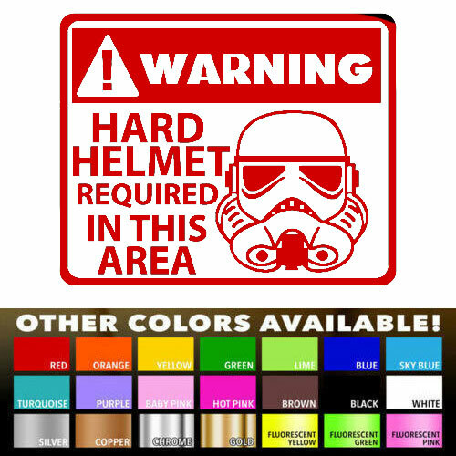 Helmet Required Area Warning Humorous Vinyl Decal for Home Wall Door Store Decor