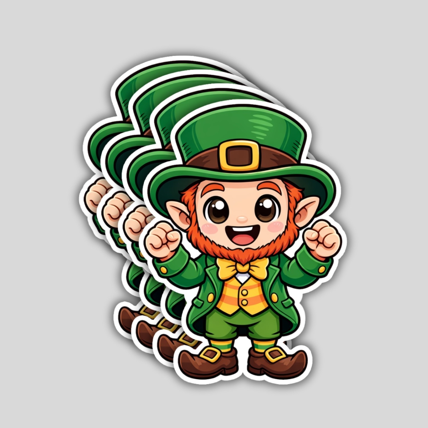 4PCS “Happy Leprechaun” Stickers – kawaii Cute Irish Cartoon Vinyl Decal Gift