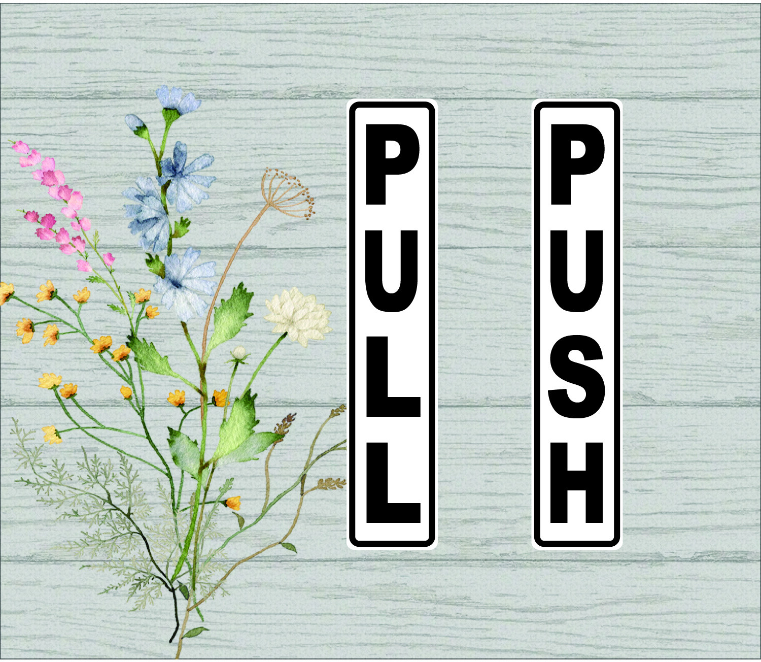 PUSH and PULL Stickers Polypropylene Labels In 2 Styles Size: 6″ x 1-1/4″