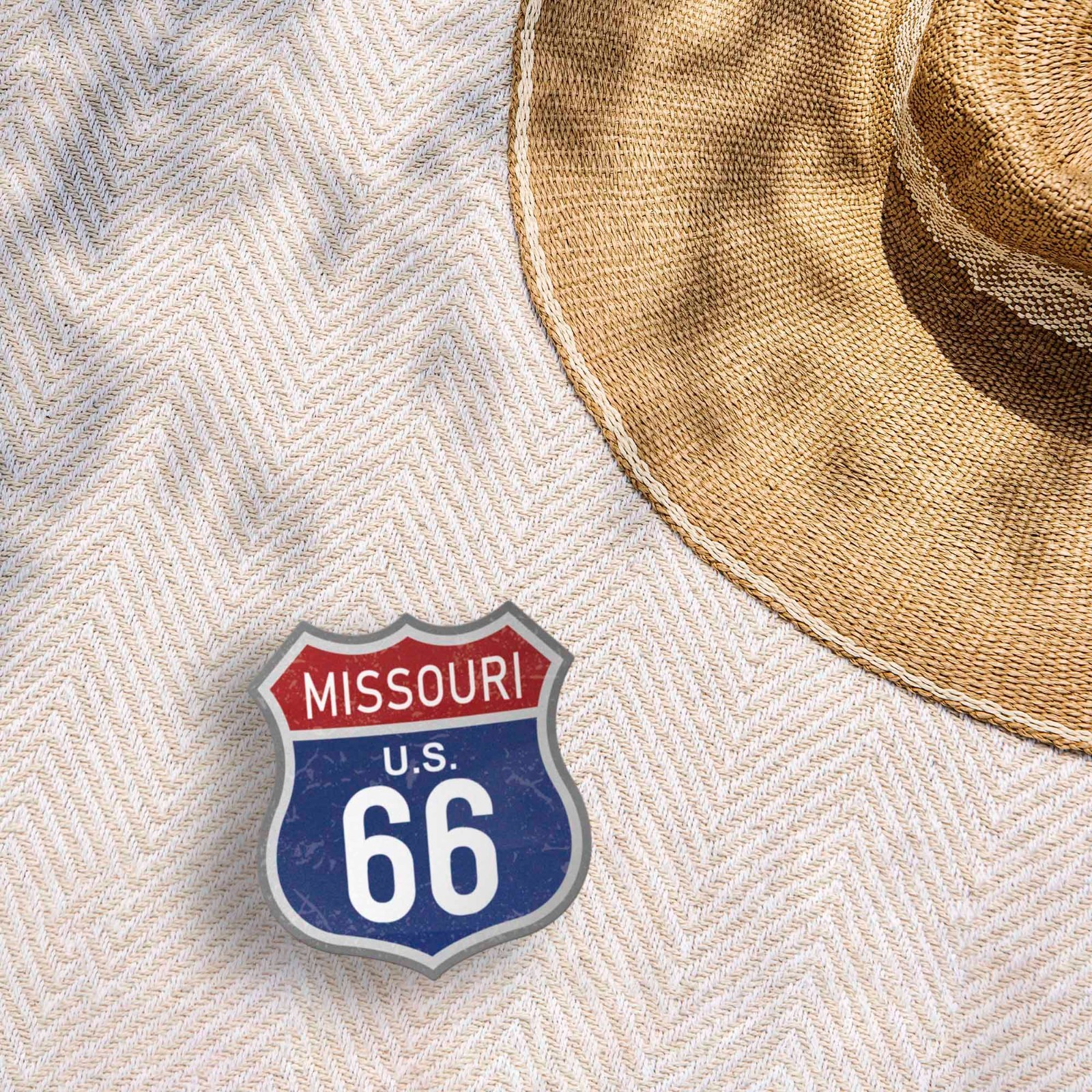 Missouri Blue Route 66 Sticker – Cool MO Vintage Highway Sign Decal for Laptop