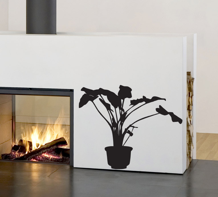 FGD Tall Potted Plant Silhouette Vinyl Wall Decal 20″ x 25″ (Pp3)
