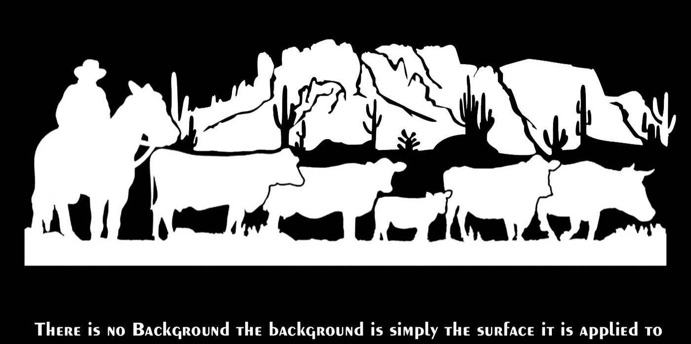 Cowboy Cattle Drive Cow Ranch Cactus Desert 2 Pack 8″ x 3″ Vinyl Decals Vehicles
