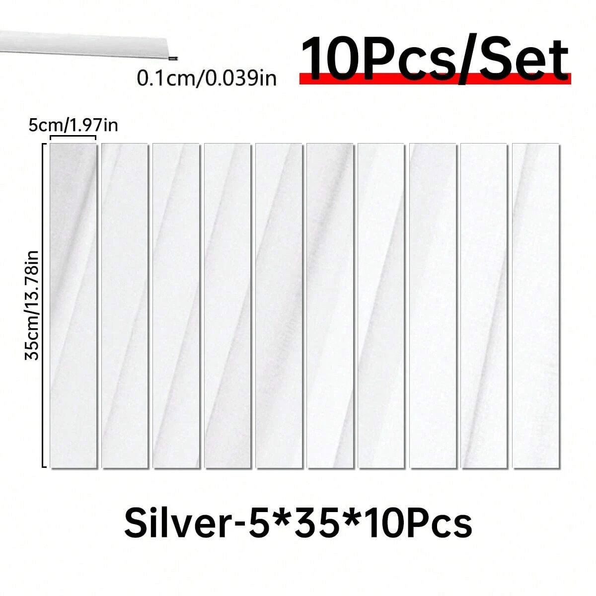 10Pcs Silver Mirror Wall Trim Stickers Art Decor for Living Bedroom Bathroom