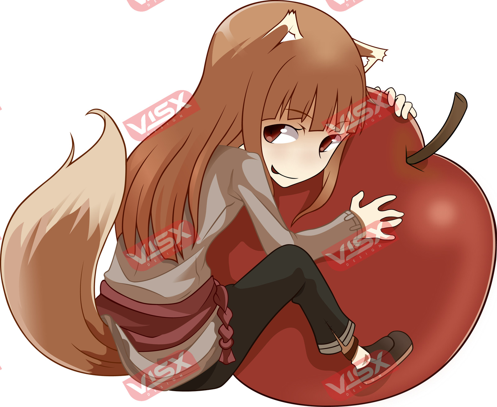 Holo 5 Spice And Wolf Anime Peeker Bumper Sticker Car Decal Window Waifu