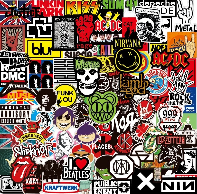 US 100PCS Rock Band Stickers Lot Punk Music Heavy Metal Bands Sticker Decal