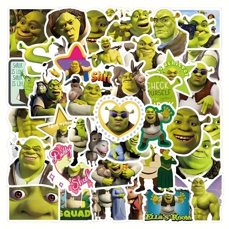 60pcs Shrek Themed Stickers – PVC Cartoon Decals For Water Bottle, Laptop