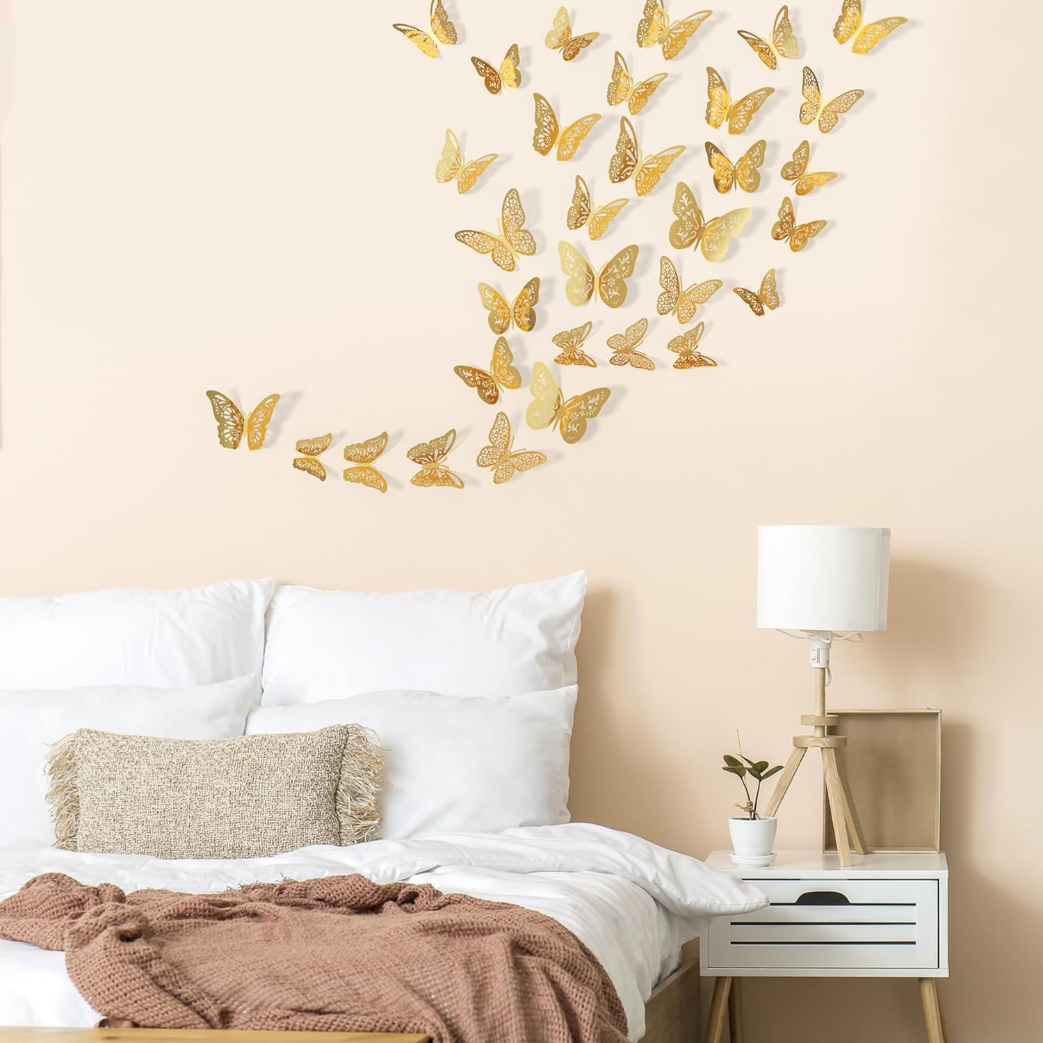 48 Pcs Gold 3D Butterfly Decorations, 4 Styles 3 Sizes, Butterfly Wall