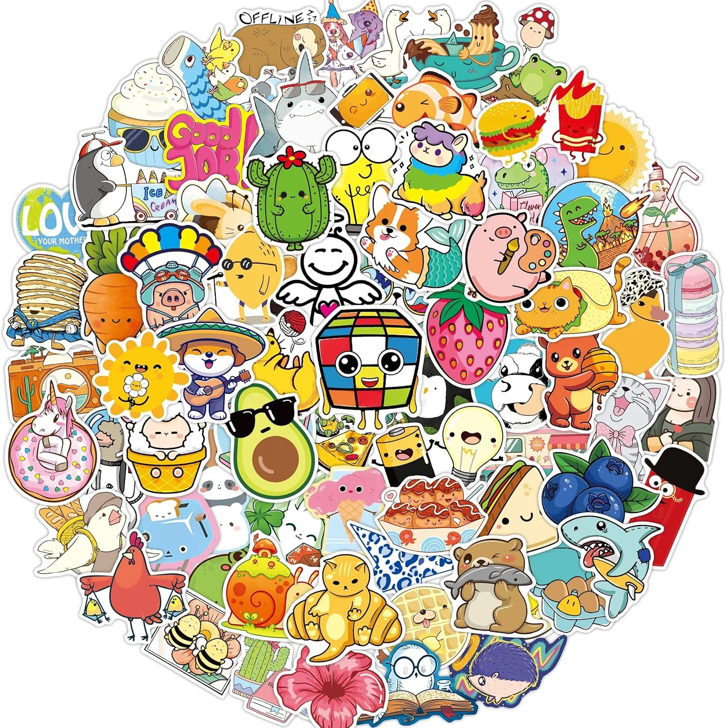 100Pcs Funny Stickers for Teens, Cute Water Bottle Stickers Vinyl Waterproof Sti