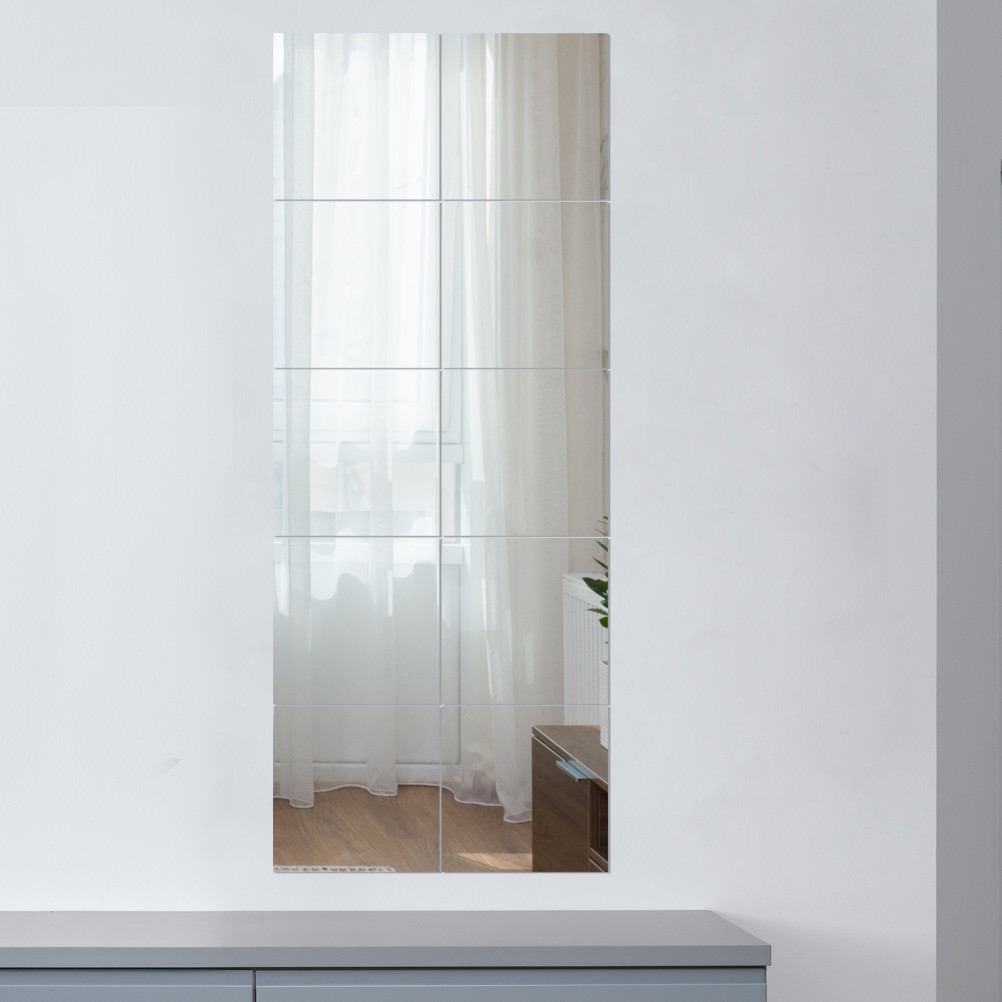 Silver Mirror Wall Sticker for Decor PVC Material Peel and Stick Smooth Edges