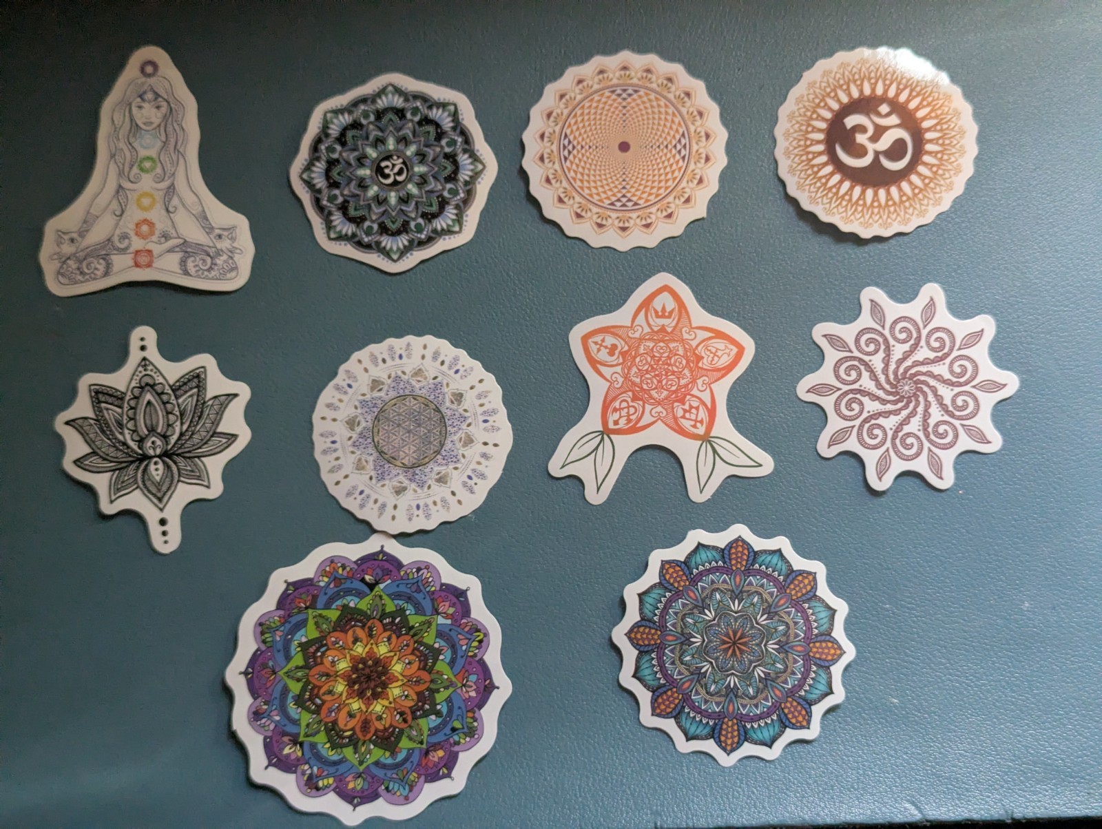 10 Assorted Stickers Eternal OM Mandala Meditation