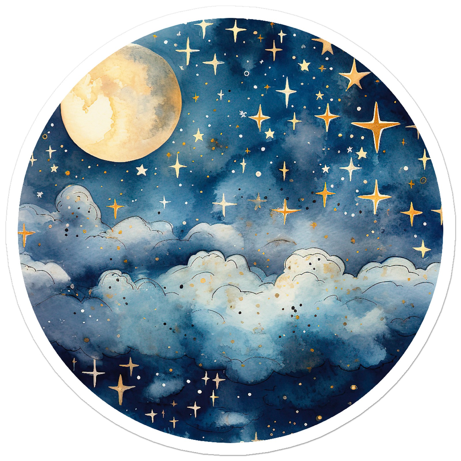 Moon Stars Clouds – Vinyl Decal Sticker – Car Window Laptop – ebn12079