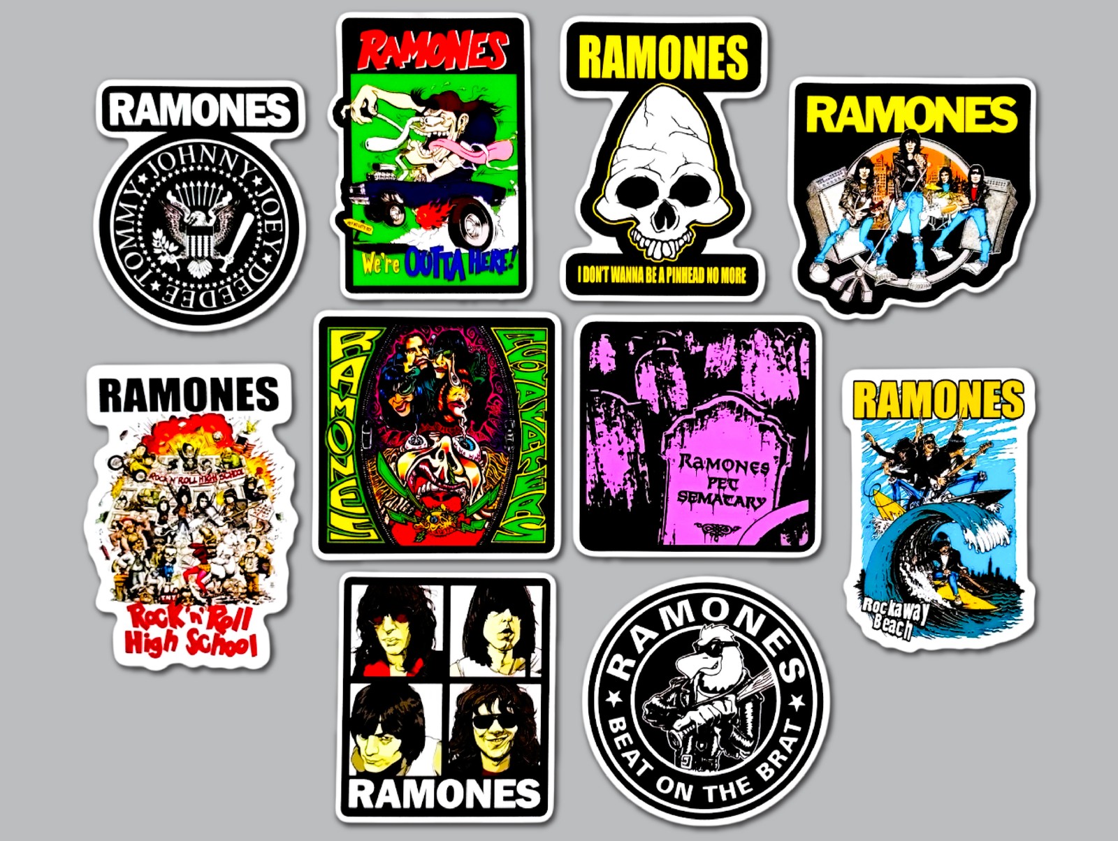 Ramones Vinyl Sticker Lot (10 Pack) rock & roll skate surf punk sex pistols