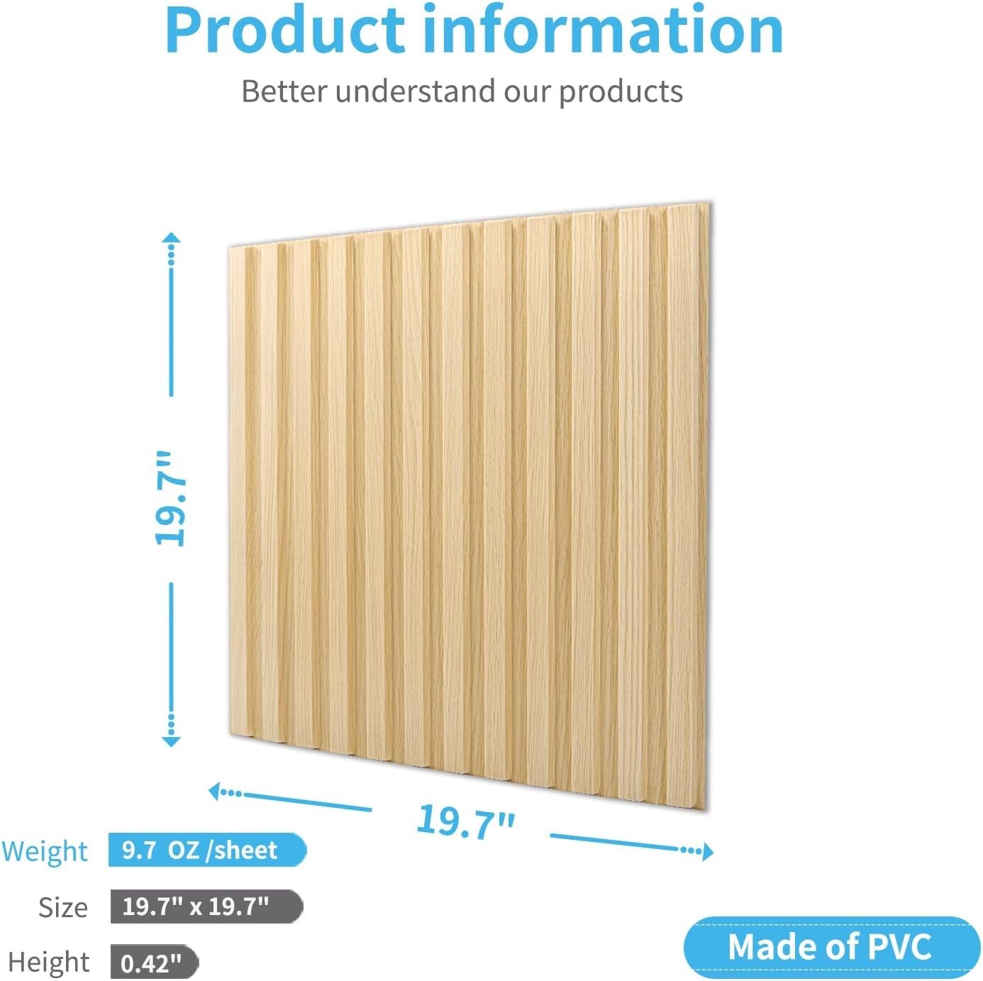 PVC Wall Panels – 3D Fluted Design | 12 Pack Oak | Easy Install