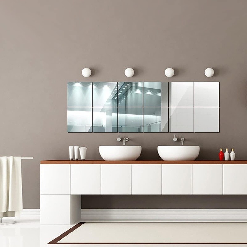Self-Adhesive Mirror Stickers Decorative Wall Decals Rectangular Safety Material