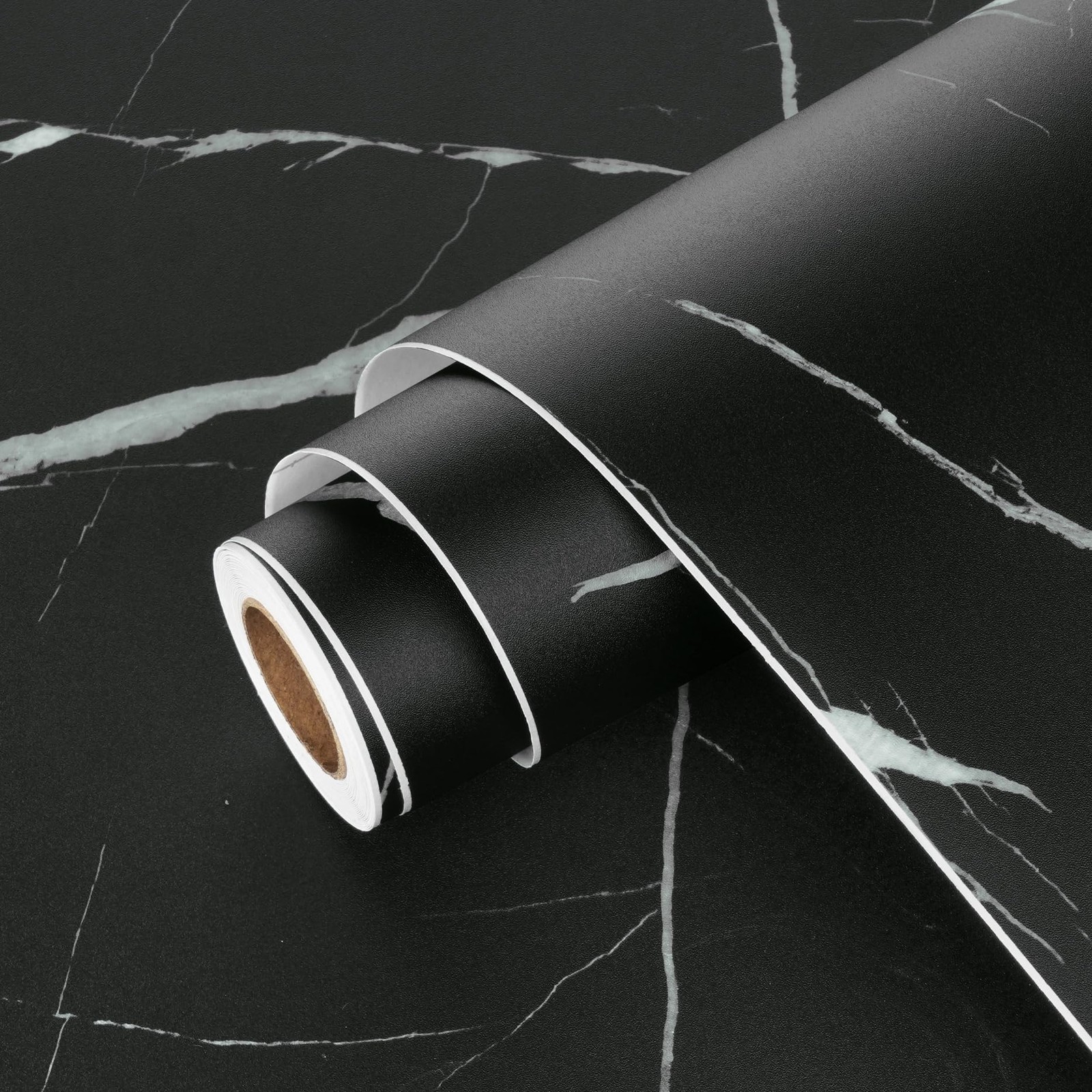 Matte Black Marble Paper for Table Top Peel and Stick Marble Wallpaper Self A…