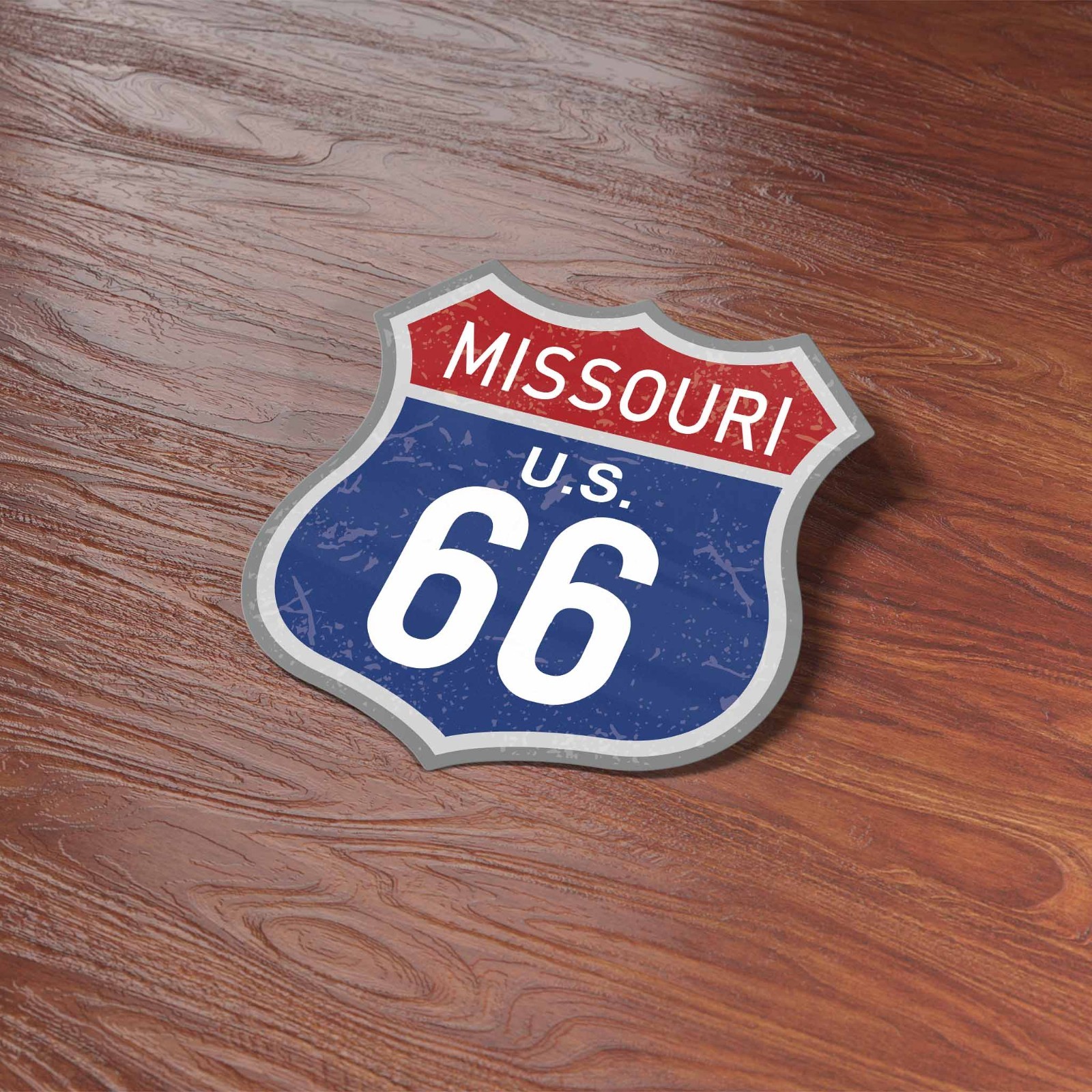 Missouri Blue Route 66 Sticker – Cool MO Vintage Highway Sign Decal for Laptop