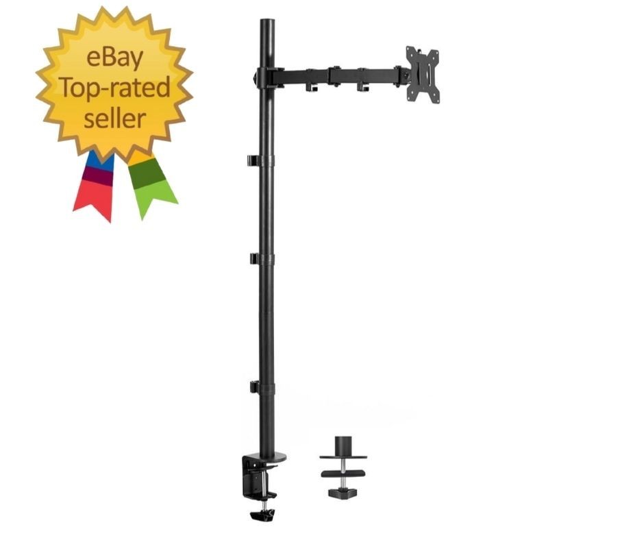 Extra Tall Single Monitor Desk Mount, 39 inch Pole VESA Stand for 13 to 32 inch
