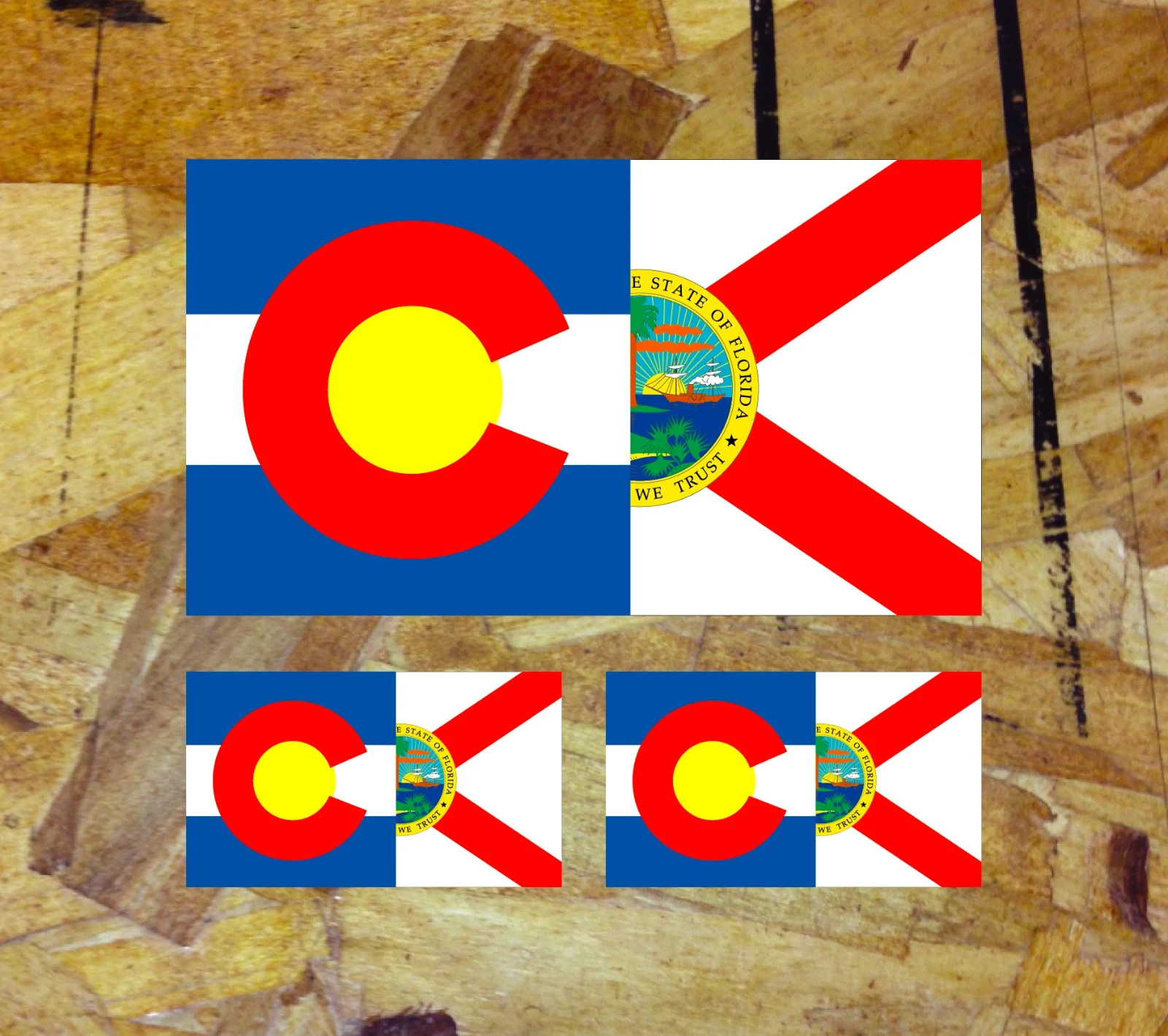 CO FL Half Colorado Florida State Flag Car Sticker Decal Travel Family 3 for 1