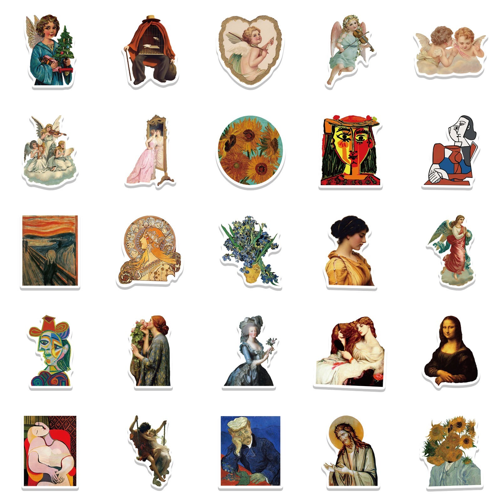150pcs Famous Painting Vinyl Stickers, Artist Monet Van Gogh,0012345