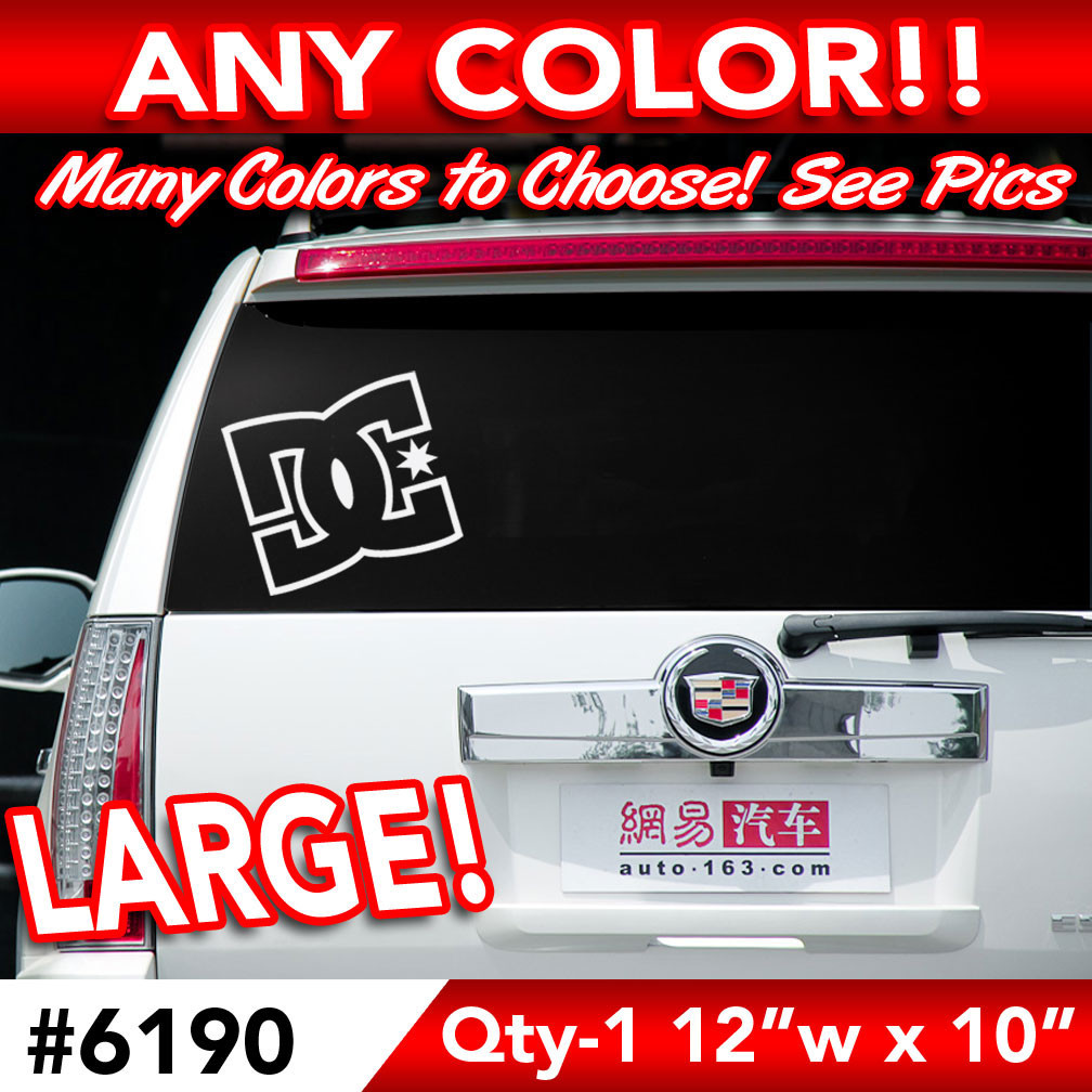 DC SHOES OUTLINE LARGE WALL AUTO DECAL STICKER 12″wx10h ANY 1 COLOR