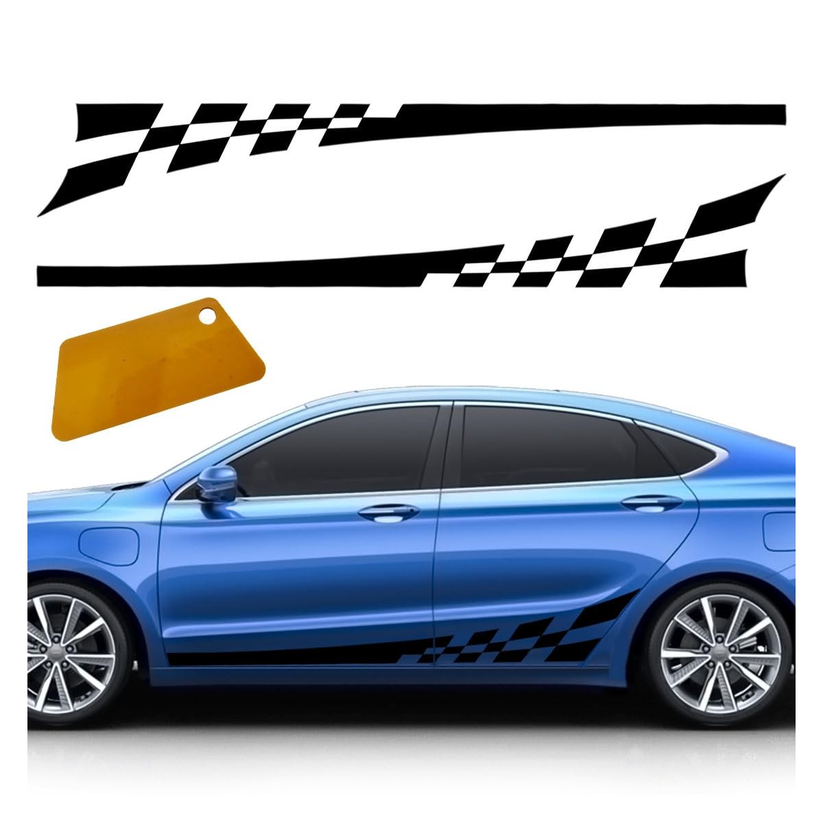 2PCS 78″ Car Body Door Side Waistline Sticker Decals, Sports Racing Stripe De…