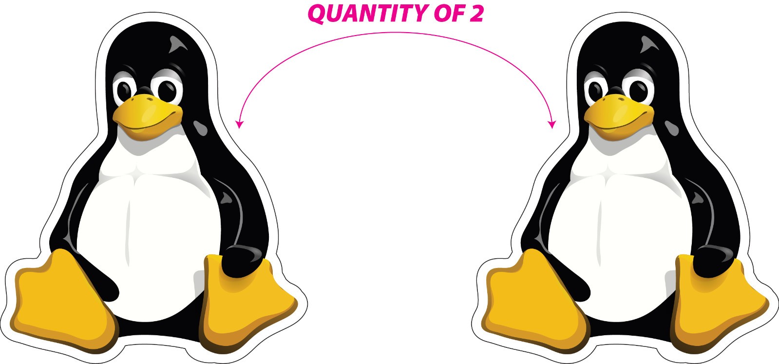 TUX – Linux Penguin Mascot – Quantity of TWO – Full Color Decal / Sticker!